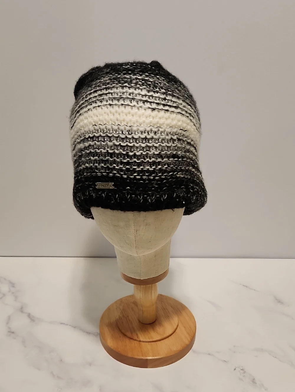 Calvin Klein Black  Gray and White Knit Beanie